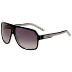 Carrera // Men's Shield Sunglasses // Black Crystal White Grey + Smoke Gradient