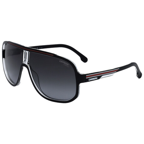 Carrera // Men's Square Sunglasses // Black Red + Smoke Gradient