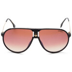 Carrera // Unisex Aviator Sunglasses // Black Gold + Brown Shaded Blue Mirror Gradient