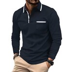Tipped Long-Sleeve Polo // Navy (M)