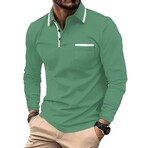 Tipped Long-Sleeve Polo // Green (S)