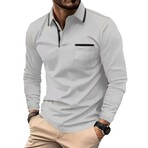 Tipped Long-Sleeve Polo // Light Gray (S)