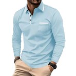 Tipped Long-Sleeve Polo // Light Blue (XS)