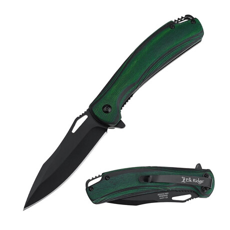 Spring Assisted Knife // ER-A2002 // Wood (Green)
