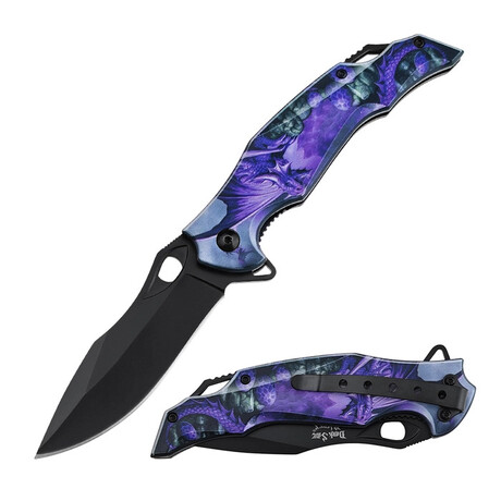 Spring Assisted Knife // DS-A2005 // Dragon (Purple)
