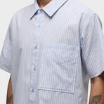 Rex Short Sleeve Shirt // Blue Stripe (S)