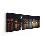 Madison Panoramic Skyline Cityscape (Night) by Unknown Artist (12"H x 36"W x 1.5"D)