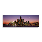 Night Skyline Detroit MI by Panoramic Images (12"H x 36"W x 1.5"D)