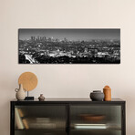 Los Angeles Panoramic Skyline Cityscape (Black & White - Night View) by Unknown Artist (12"H x 36"W x 1.5"D)