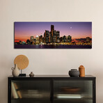 Night Skyline Detroit MI by Panoramic Images (12"H x 36"W x 1.5"D)