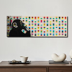The Thinker Monkey Color Dots Panoramic by Unknown Artist (12"H x 36"W x 1.5"D)