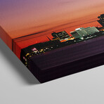 Night Skyline Detroit MI by Panoramic Images (12"H x 36"W x 1.5"D)