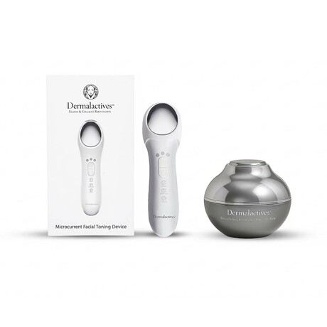Dermalactives // Microcurrent Facial Toning Device + Resurfacing Honey and Charcoal Mask