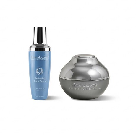 Dermalactives // Perfecting Face Serum w/ Vitamin C & Hyaluronic Acid + Resurfacing Honey + Charcoal Mask