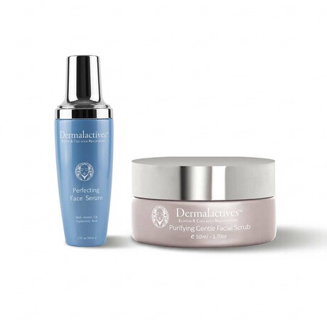Dermalactives // Perfecting Face Serum w/ Vitamin C & Hyaluronic Acid + Purifying Gentle Facial Scrub