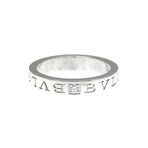 Bulgari // 18k White Gold Double Logo Ring // Ring Size 8.5 // Store Display