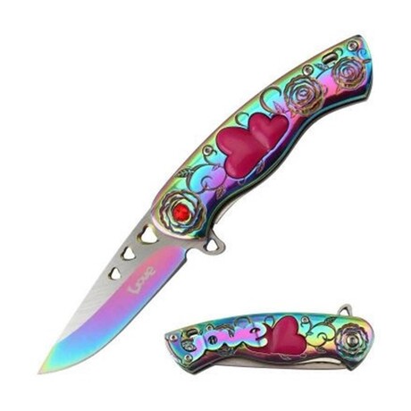 Spring Assisted Knife // SE-5216 // Hearts (Stonewashed)