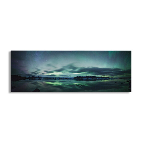 Aurora Borealis Panorama, Iceland by Matteo Colombo (12"H x 36"W x 1.5"D)