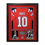 Drake Maye // NE Patriots // Signed Red Throwback Jersey + Framed
