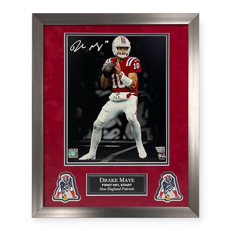 Drake Maye // NE Patriots // Signed Photo + Framed // Blackout
