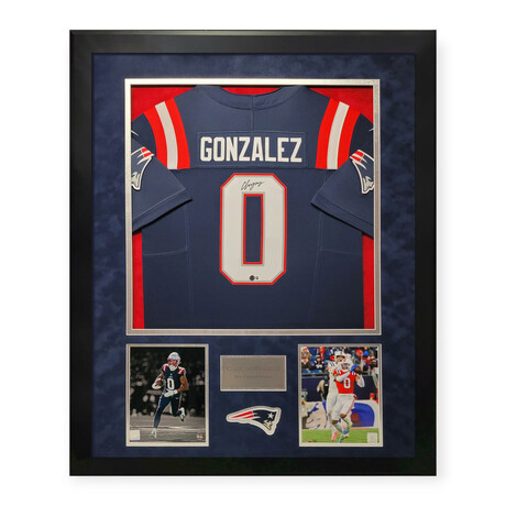 Christian Gonzalez // NE Patriots // Signed Jersey + Framed