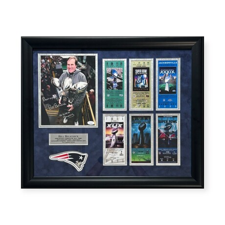 Bill Belichick // NE Patriots // Signed Cut + Inscr. + Framed