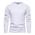 Crewneck Long-Sleeve Slim Fit T-Shirt // White (L)