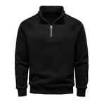 Quarter-Zip Long-Sleeve Sweatshirt // Black (XS)