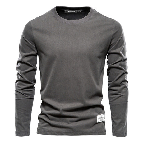 Crewneck Long-Sleeve Slim Fit T-Shirt // Dark Gray (XS)