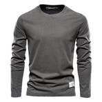 Crewneck Long-Sleeve Slim Fit T-Shirt // Dark Gray (XS)