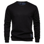 Crewneck Long-Sleeve w/ Ribbed Cuff & Hem Sweatshirt // Black (XS)