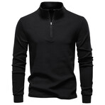Quarter-Zip Long-Sleeve T-Shirt // Black (XL)