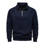 Quarter-Zip Long-Sleeve Sweatshirt // Navy Blue (XS)