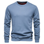 Crewneck Long-Sleeve w/ Ribbed Cuff & Hem Sweatshirt // Sky Blue (S)