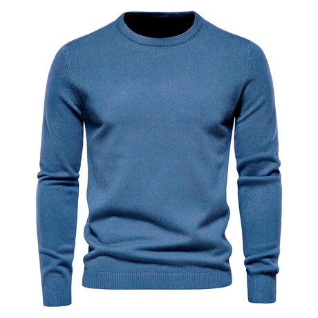 Crewneck Long-Sleeve w/ Ribbed Cuff & Hem Sweater // Blue Mist (XS)
