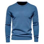 Crewneck Long-Sleeve w/ Ribbed Cuff & Hem Sweater // Blue Mist (XL)