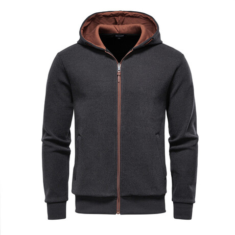 Zip-Up Long-Sleeve Hoodie // Dark Gray (XS)