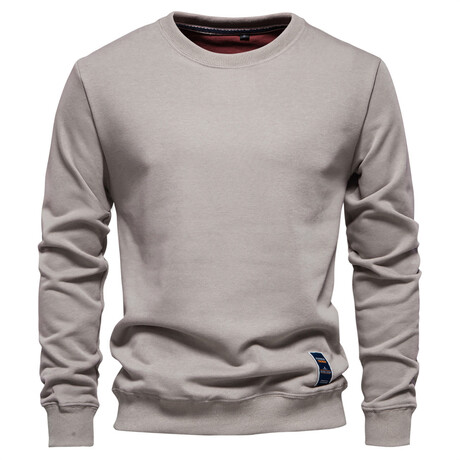 Crewneck Long-Sleeve w/ Ribbed Cuff & Hem Sweatshirt // Light Gray (XS)