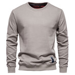 Crewneck Long-Sleeve w/ Ribbed Cuff & Hem Sweatshirt // Light Gray (XS)