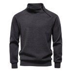 Mock Neck w/ Zip Long-Sleeve Sweatshirt // Dark Gray (XS)