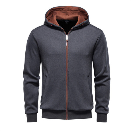 Zip-Up Long-Sleeve Hoodie // Gray (XS)