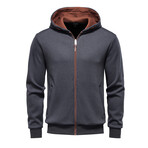 Zip-Up Long-Sleeve Hoodie // Gray (L)