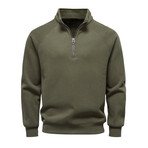 Quarter-Zip Long-Sleeve Sweatshirt // Army Green (XS)