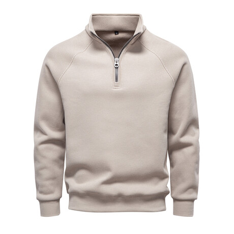 Quarter-Zip Long-Sleeve Sweatshirt // Apricot (XS)