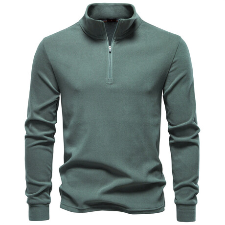 Quarter-Zip Long-Sleeve T-Shirt // Green (XS)