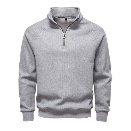 Quarter-Zip Long-Sleeve Sweatshirt // Light Gray (XS)