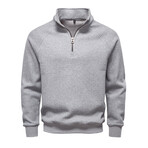 Quarter-Zip Long-Sleeve Sweatshirt // Light Gray (S)