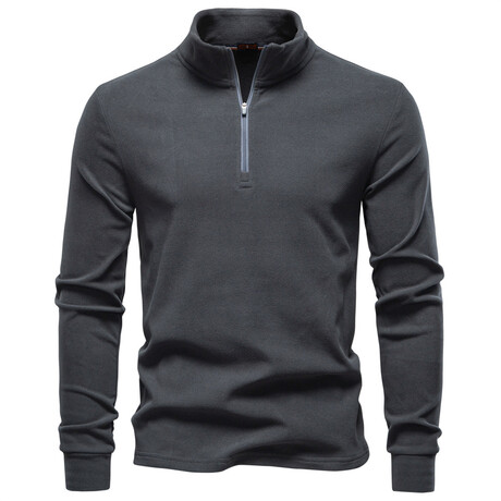 Quarter-Zip Long-Sleeve T-Shirt // Dark Gray (XS)