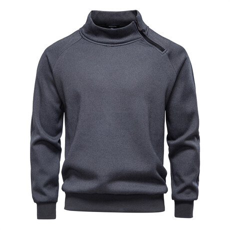 Mock Neck w/ Zip Long-Sleeve Sweatshirt // Gray (XS)