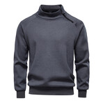 Mock Neck w/ Zip Long-Sleeve Sweatshirt // Gray (XS)